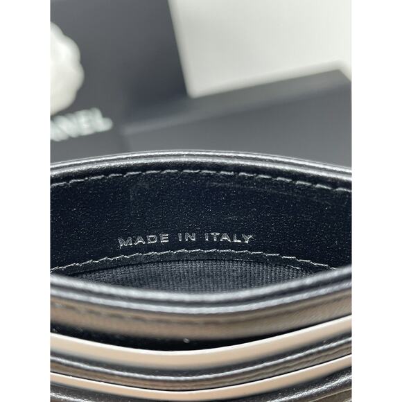 Chanel Classic Flat So Black Card Holder Lambskin Leather Wallet New 24S - Picture 10 of 11